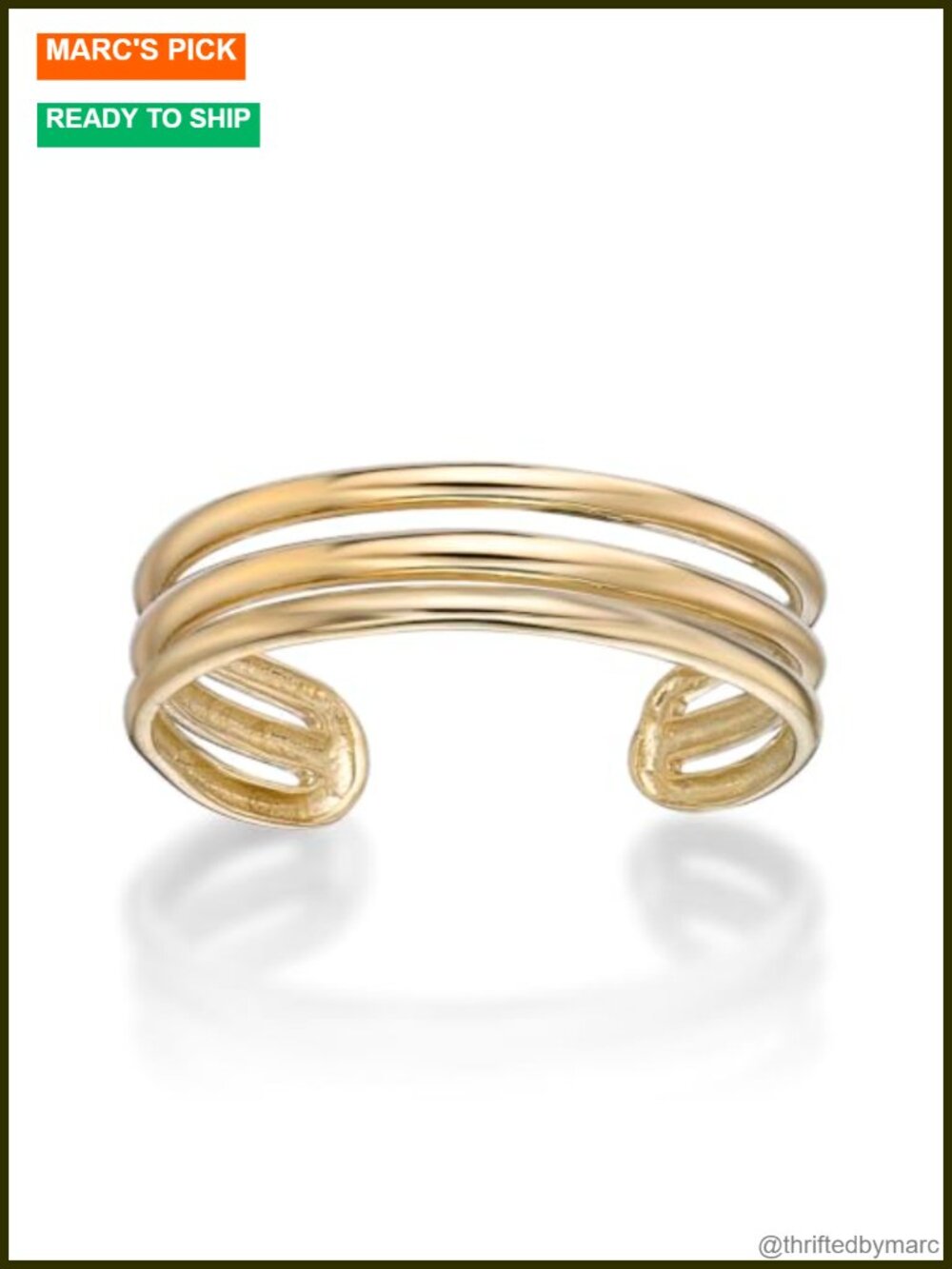 10k Gold Adjustable Triple Row Open Band Toe Ring for Women - 5.7mm Body Jewelry